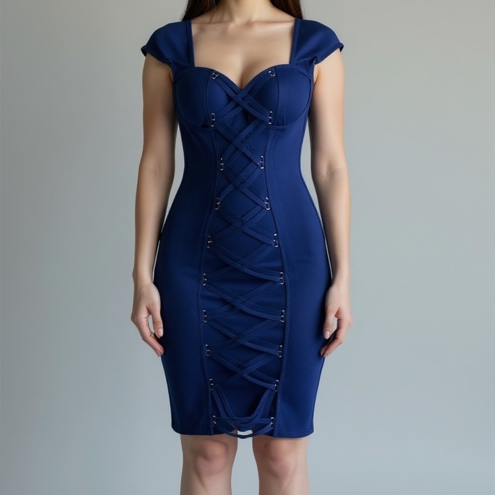Twelfth Love Blue Sweetheart Y2K Babydoll Dark Romantic Dress size Medium NWT